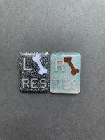 Bone Xray Markers, With 2 or 3 Initials, Rectangle, Glitter