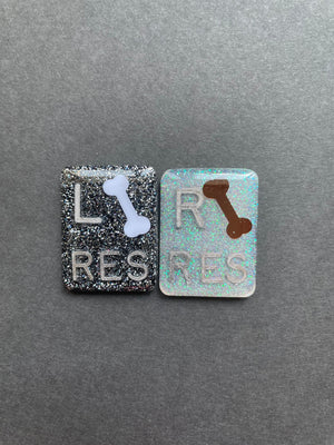 Bone Xray Markers, With 2 or 3 Initials, Rectangle, Glitter