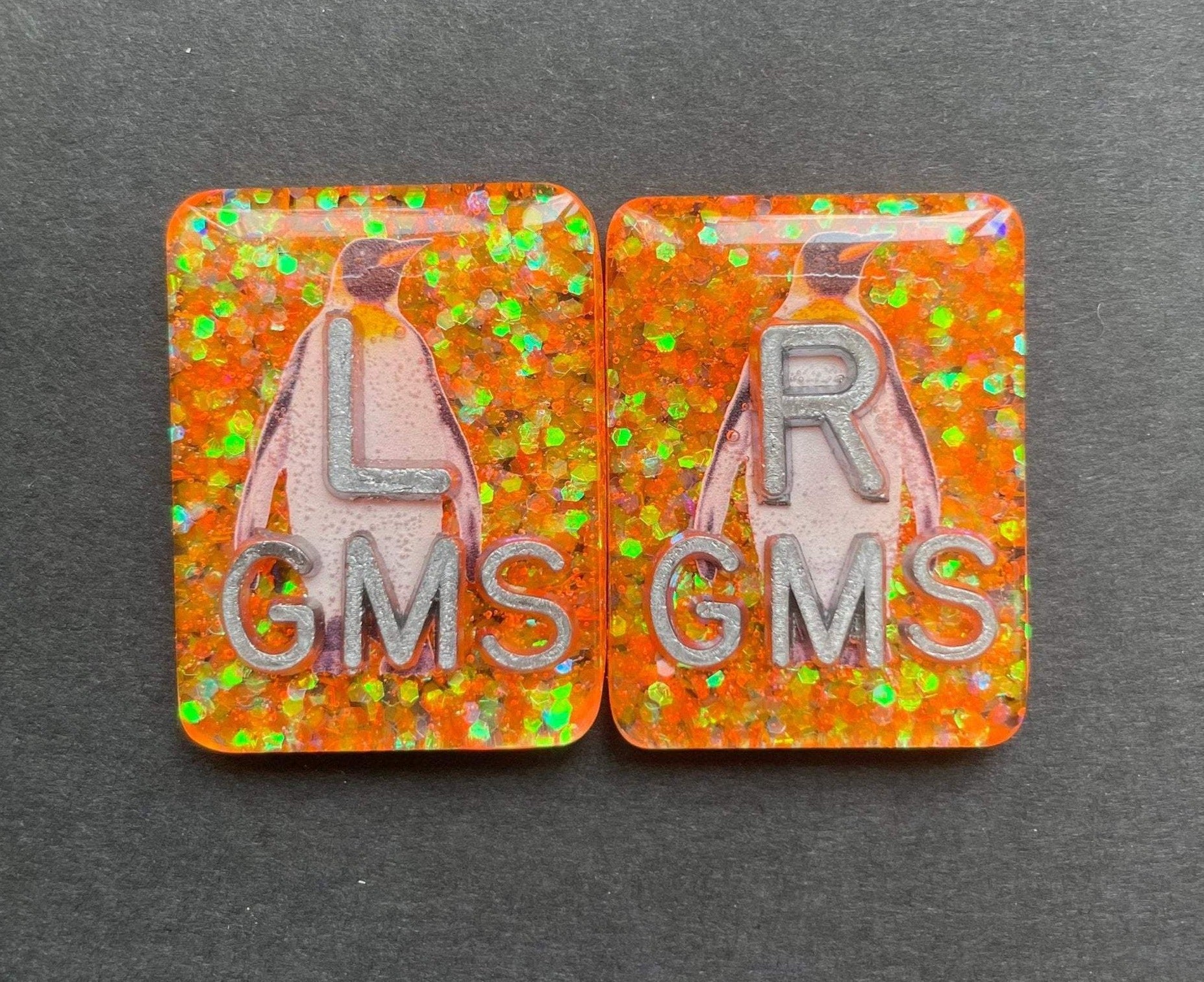 Penguin Xray Markers, Rectangle, Glitter, With 2 or 3 Initials, Emperor