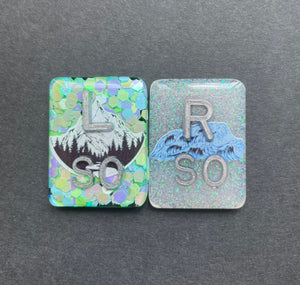 Mountain and Sea Xray Markers, With 2 or 3 Initials, Large Rectangle, Glitter, Ocean, Nature, Waves