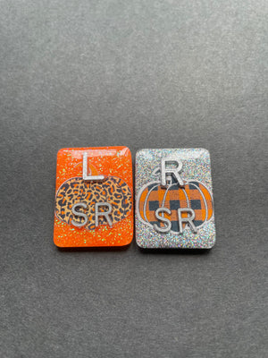 Cute Pumpkin Xray Markers, With 2 or 3 Initials, Large Rectangle, Pumpkin, Cheetah Print, Plaid, Halloween, Autumn, Orange, Fall