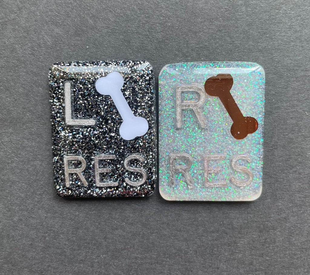 Bone Xray Markers, With 2 or 3 Initials, Rectangle, Glitter