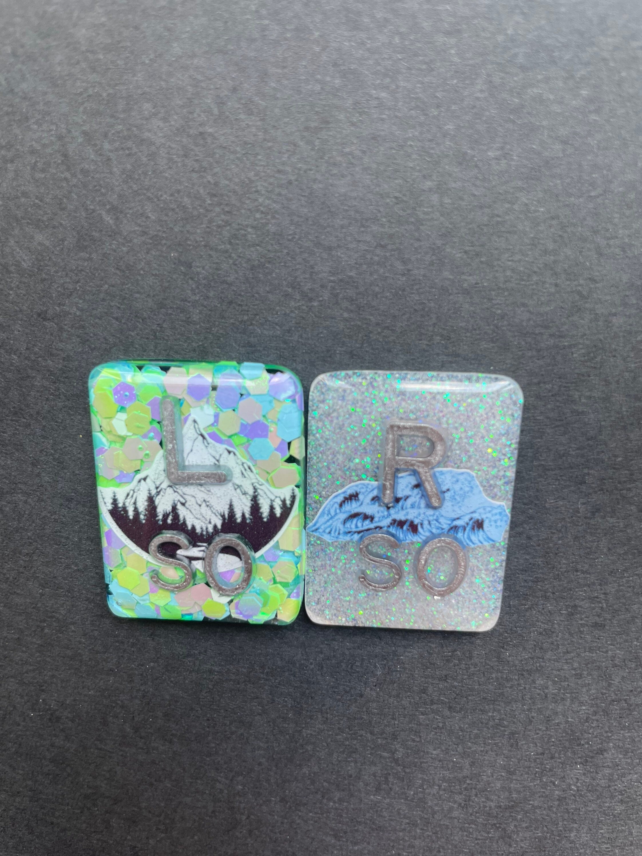 Mountain and Sea Xray Markers, With 2 or 3 Initials, Large Rectangle, Glitter, Ocean, Nature, Waves