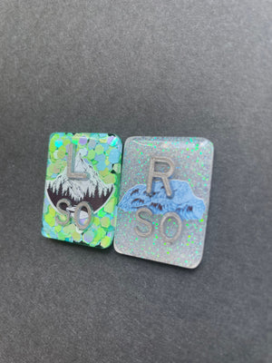 Mountain and Sea Xray Markers, With 2 or 3 Initials, Large Rectangle, Glitter, Ocean, Nature, Waves