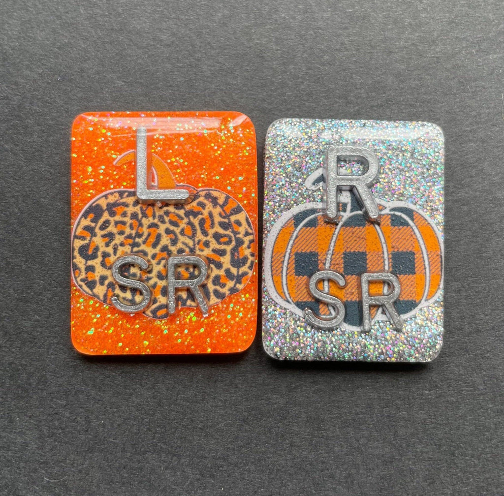 Cute Pumpkin Xray Markers, With 2 or 3 Initials, Large Rectangle, Pumpkin, Cheetah Print, Plaid, Halloween, Autumn, Orange, Fall