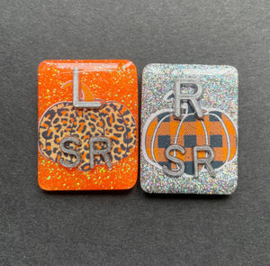 Cute Pumpkin Xray Markers, With 2 or 3 Initials, Large Rectangle, Pumpkin, Cheetah Print, Plaid, Halloween, Autumn, Orange, Fall