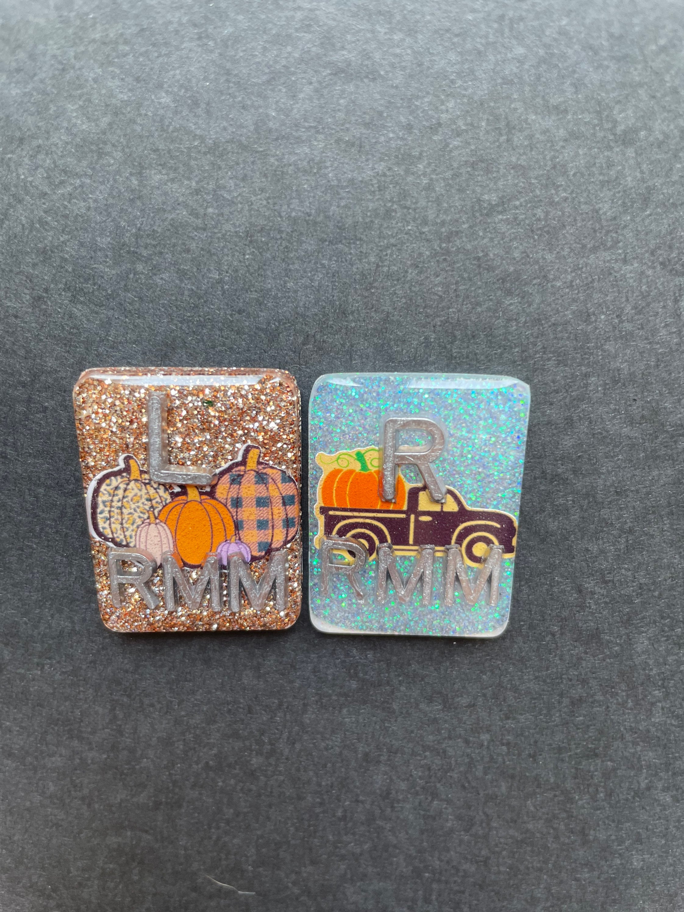 Fall Xray Markers, With 2 or 3 Initials, Large Rectangle, Pumpkin, Truck, Halloween, Autumn, Orange