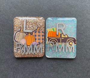 Fall Xray Markers, With 2 or 3 Initials, Large Rectangle, Pumpkin, Truck, Halloween, Autumn, Orange