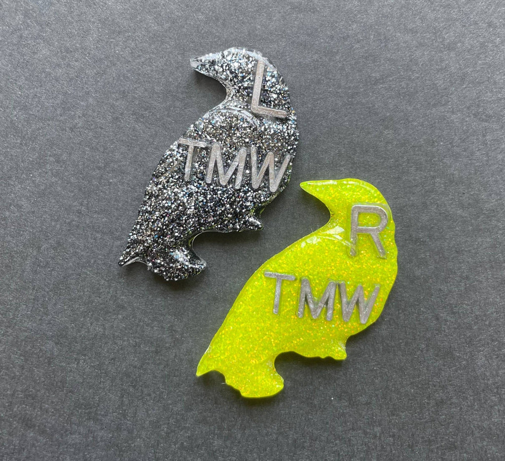 Bird Xray Markers, With 2 or 3 Initials, Glitter