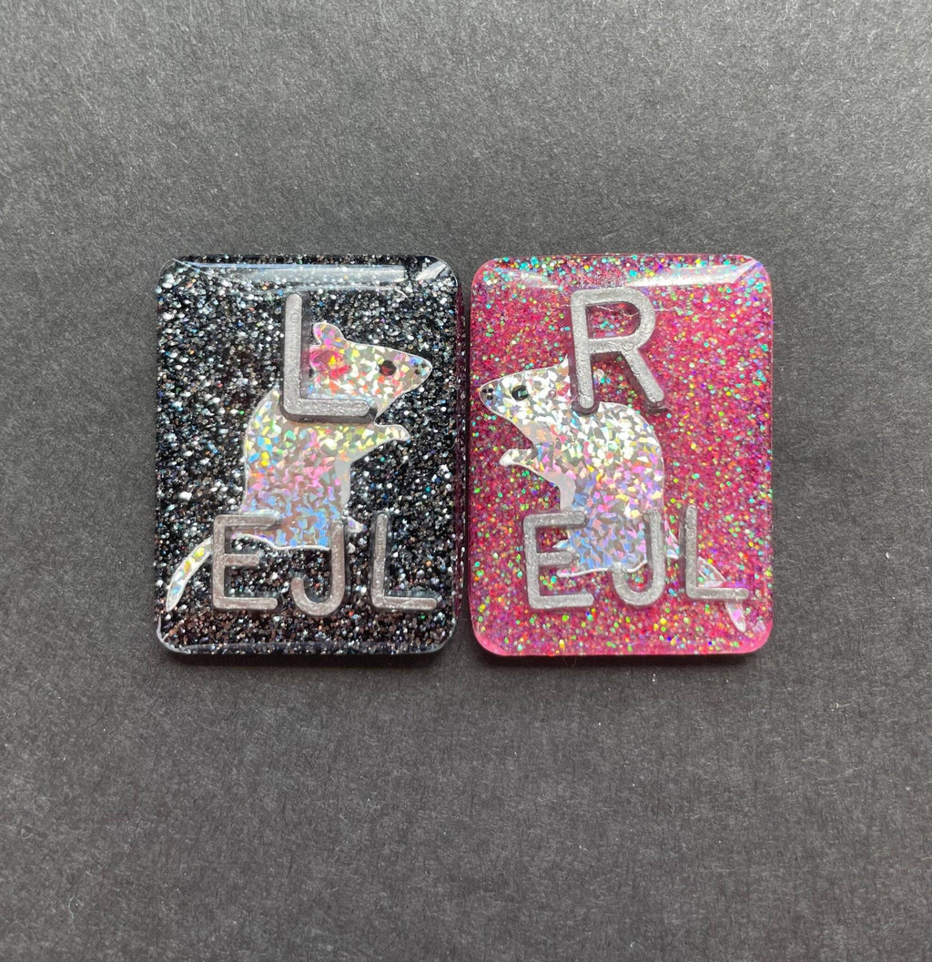 Mice Xray Markers, With 2 or 3 Initials, Rectangle, Glitter, Mouse