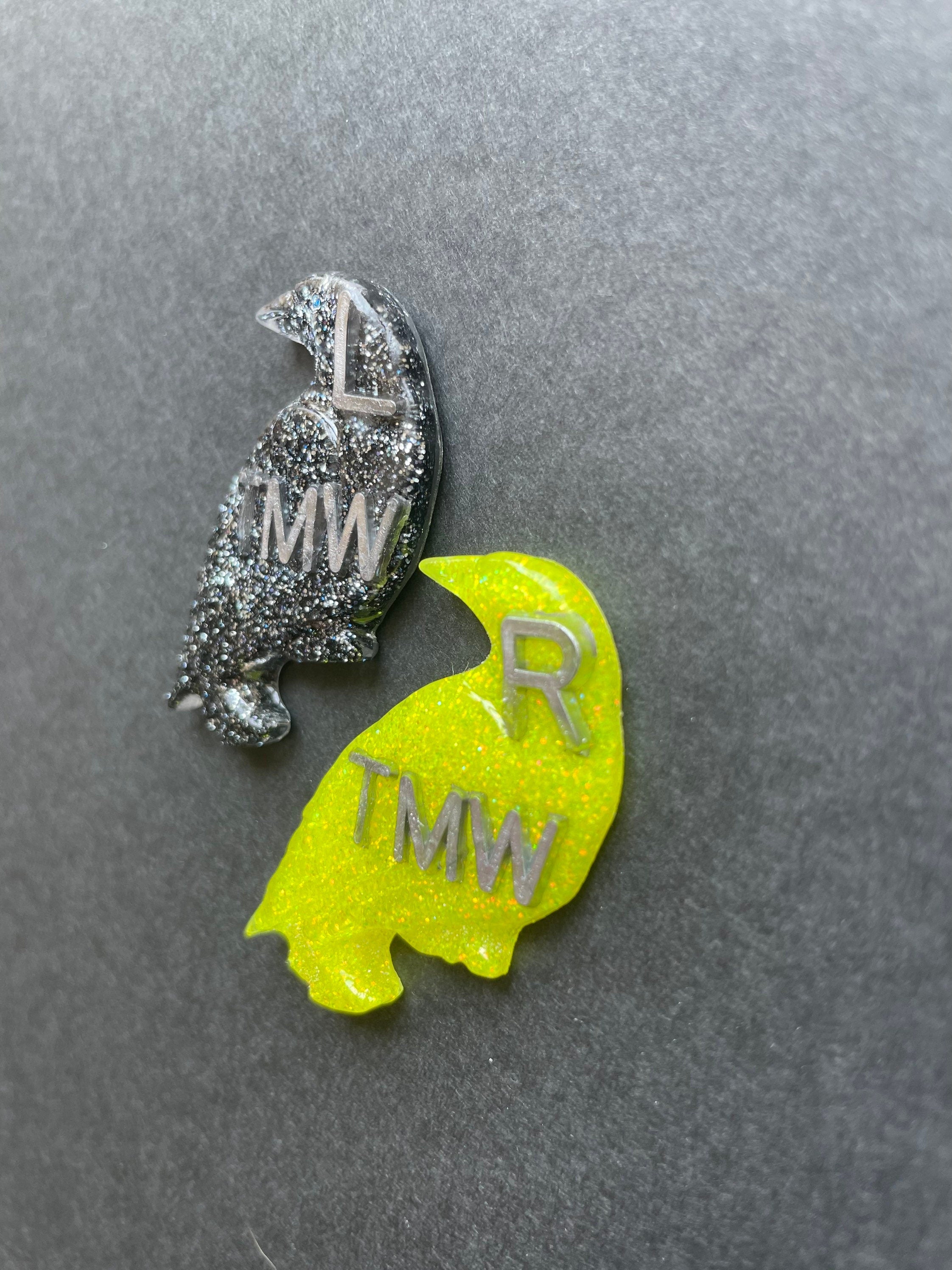 Bird Xray Markers, With 2 or 3 Initials, Glitter
