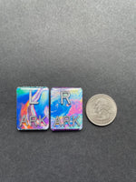 Oil Spill Xray Markers, With 2 or 3 Initials, Large Rectangle, Glitter, Colorful