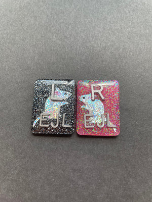 Mice Xray Markers, With 2 or 3 Initials, Rectangle, Glitter, Mouse