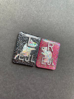 Mice Xray Markers, With 2 or 3 Initials, Rectangle, Glitter, Mouse