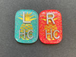 Pineapple Xray Markers, With 2 or 3 Initials, Small Rectangle, Glitter, Gold