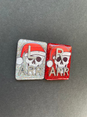 Skull & Santa Hat Xray Markers, With 2 or 3 Initials, Christmas Xray Markers, Rectangle, Glitter