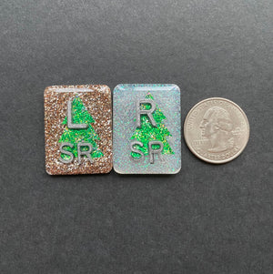 Christmas Tree Xray Markers, With 2 or 3 Initials, Christmas Xray Markers, Holiday, Large Rectangle, Shimmer, Ornaments