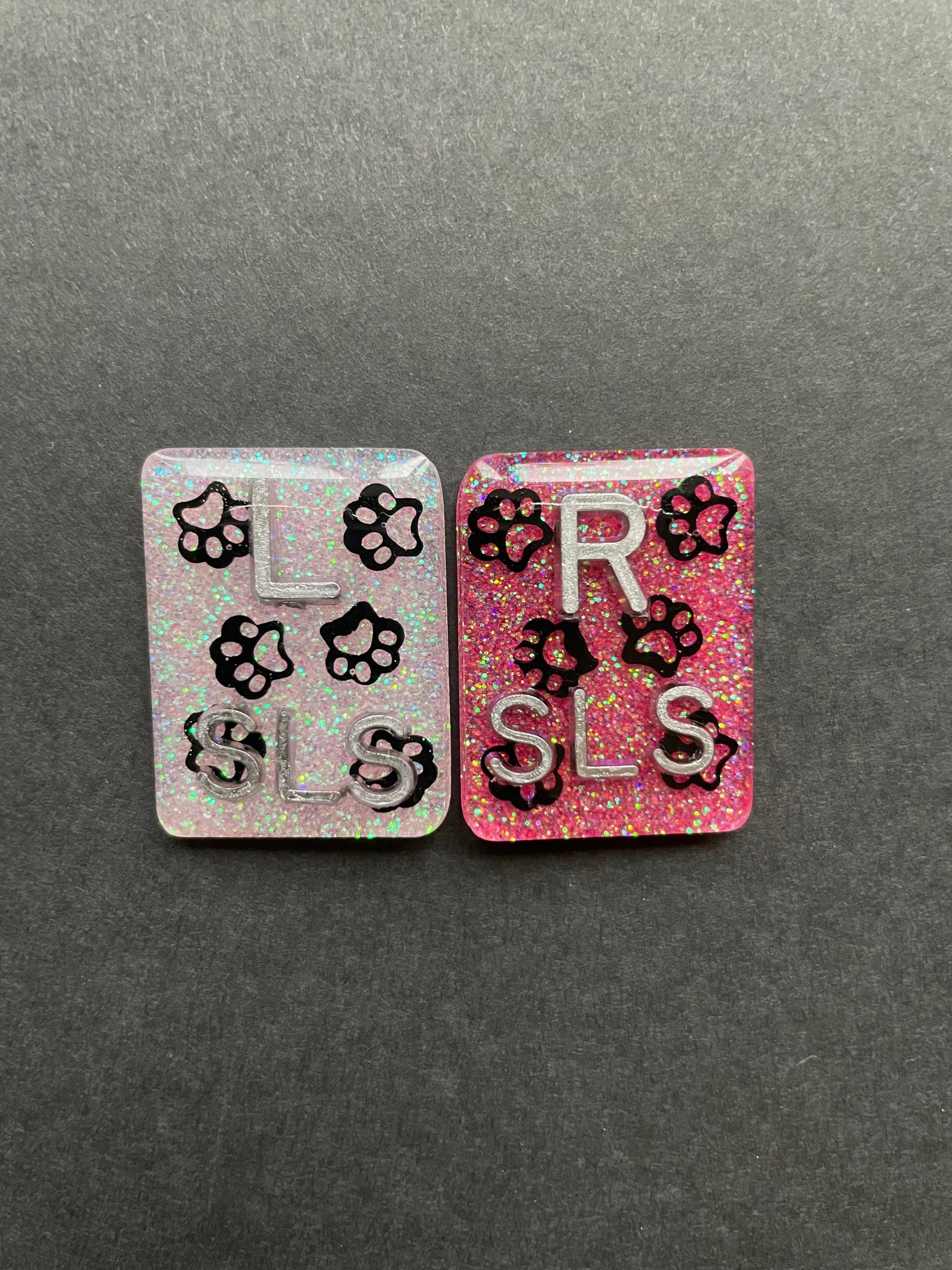 Scattered Paw Print Xray Markers, 2 or 3 Initials, Dog Lover, Pet, Animal, Large Rectangle, Glitter