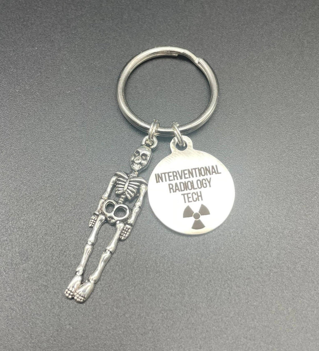 Interventional Radiology Tech Keychain, Radiology, Graduation, Skeleton, Rad Tech, Caduceus, Gift, IR