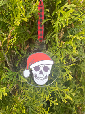 Skull with Santa Hat, Christmas, Ornament, Skull, When You're Dead Inside But It's Christmas, 2021, Buffalo Plaid