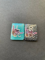 Skaka Skeleton Hands Xray Markers, With 2 or 3 Initials, Rectangle, Glitter, Tie Dye