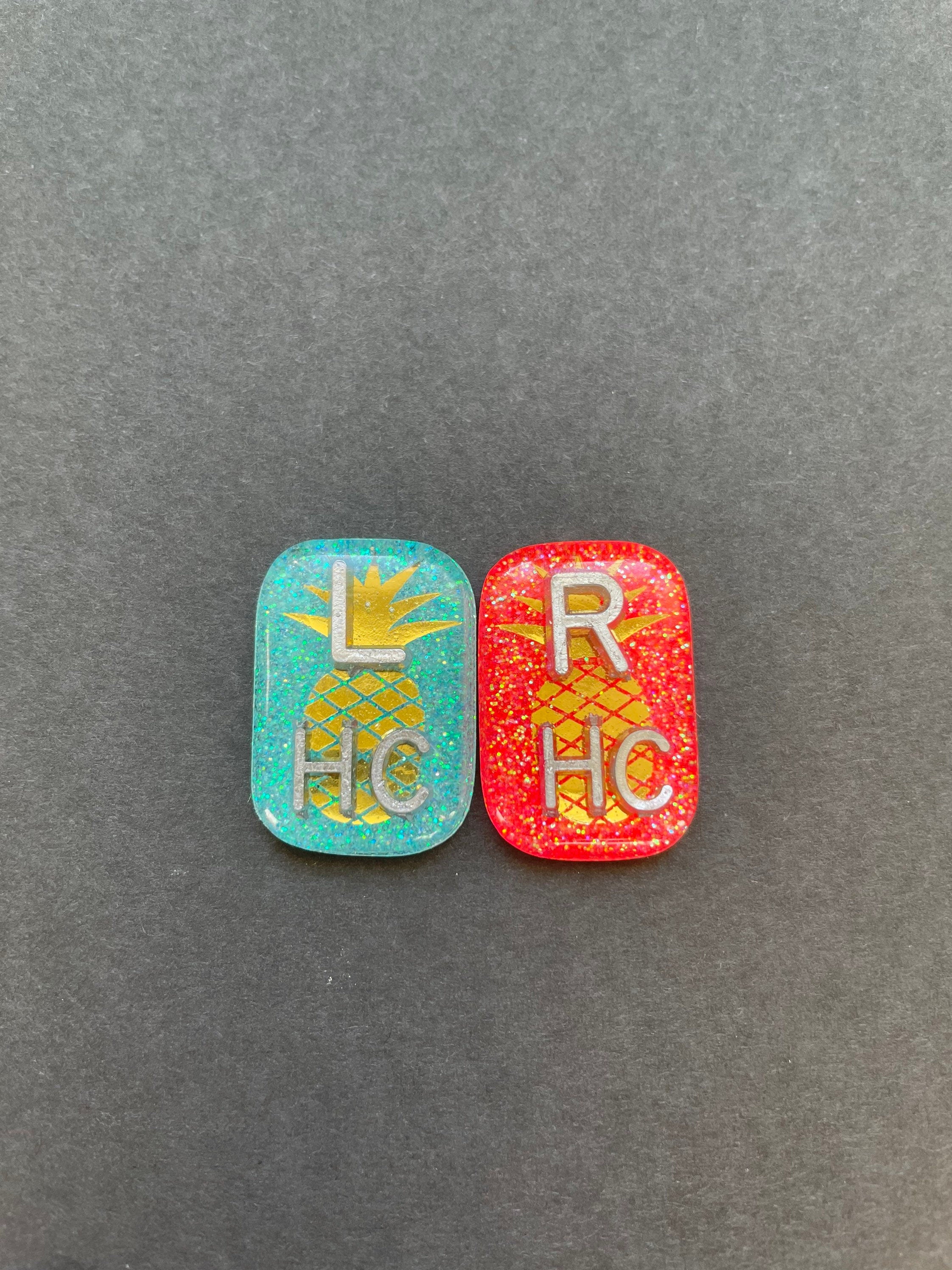 Pineapple Xray Markers, With 2 or 3 Initials, Small Rectangle, Glitter, Gold