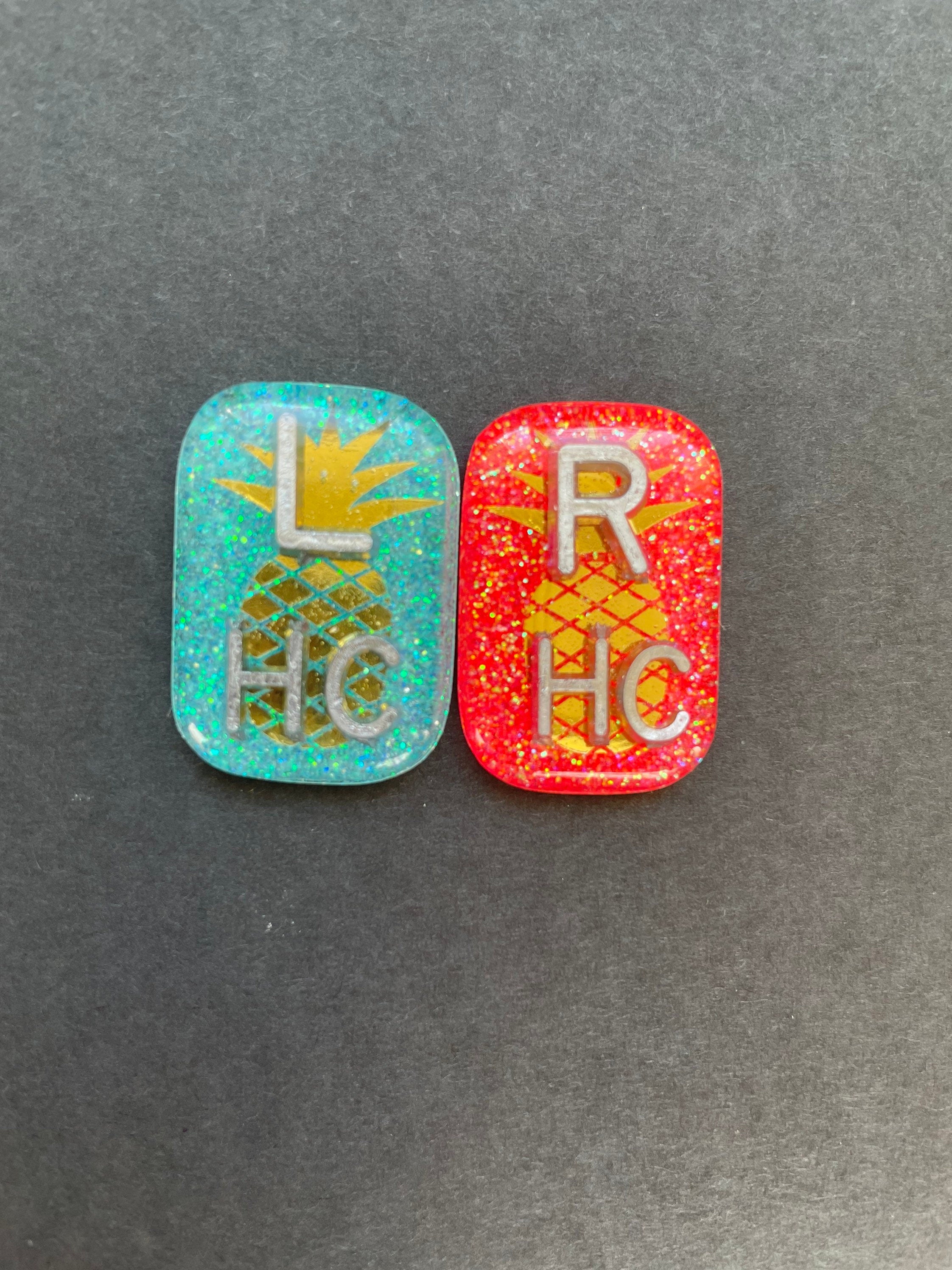 Pineapple Xray Markers, With 2 or 3 Initials, Small Rectangle, Glitter, Gold