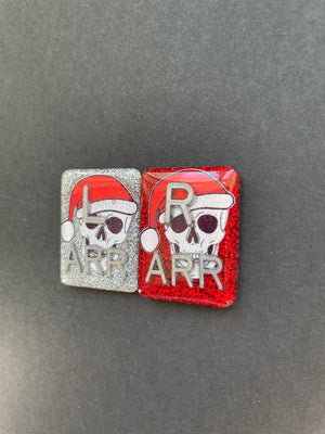 Skull & Santa Hat Xray Markers, With 2 or 3 Initials, Christmas Xray Markers, Rectangle, Glitter