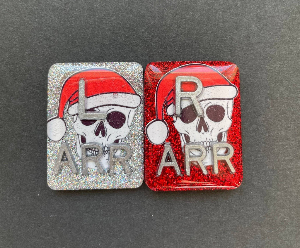 Skull & Santa Hat Xray Markers, With 2 or 3 Initials, Christmas Xray Markers, Rectangle, Glitter