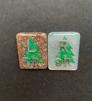 Christmas Tree Xray Markers, With 2 or 3 Initials, Christmas Xray Markers, Holiday, Large Rectangle, Shimmer, Ornaments