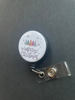 Merry Christmas Badge Holder, Retractable ID Badge, Gift, Holiday, Cute, Christmas Trees, Plaid, Cheetah Print