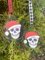 Skull with Santa Hat, Christmas, Ornament, Skull, When You're Dead Inside But It's Christmas, 2021, Buffalo Plaid, Red