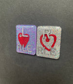 Valentine's Day Xray Markers, With Initials, Rectangle, Glitter, Hearts, Red