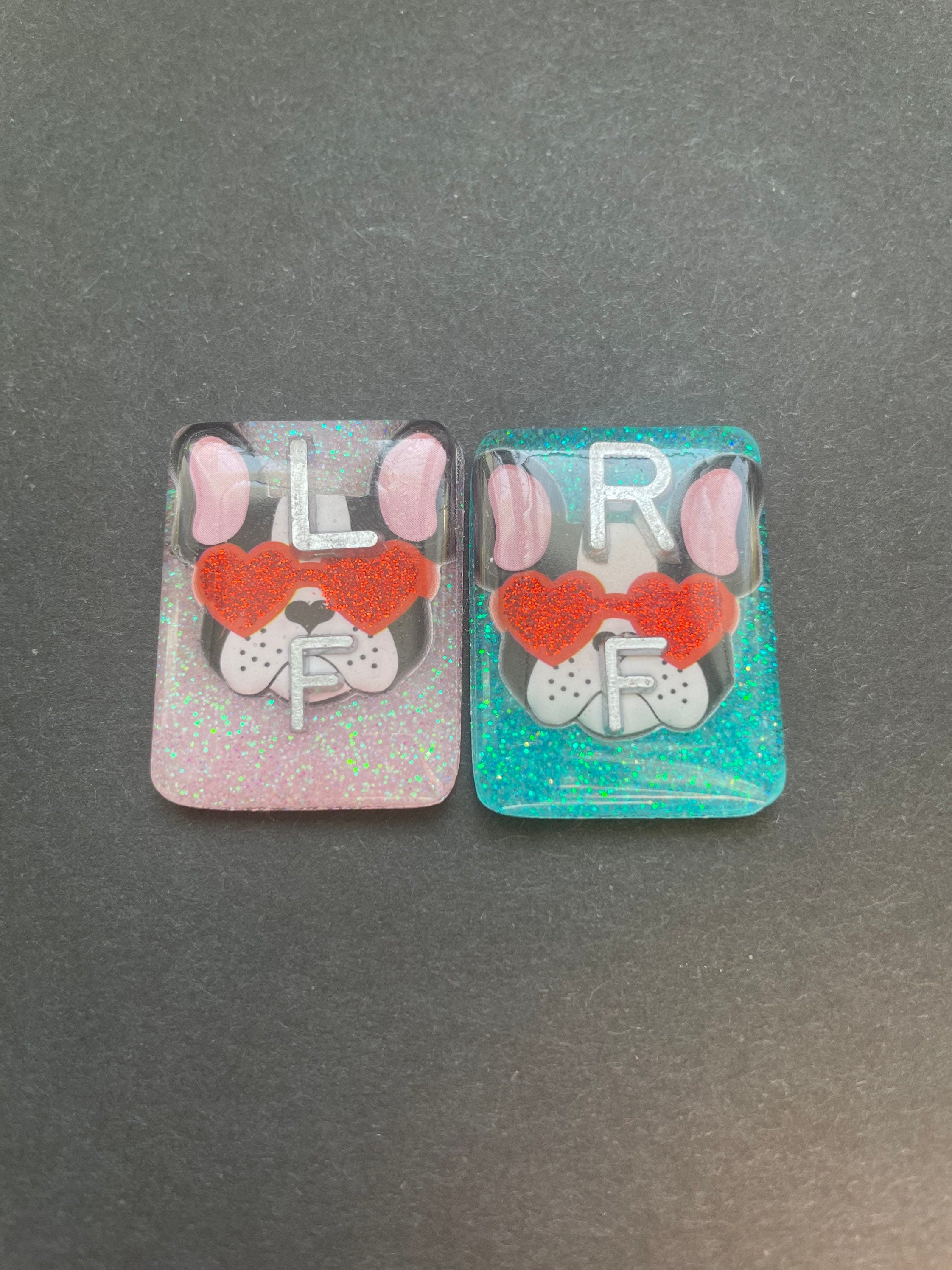 Heart Eyes Dog Xray Markers, With 2 or 3 Initials, Rectangle, Glitter