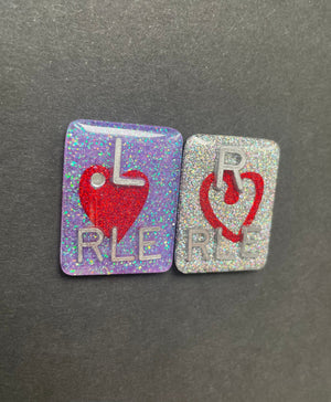 Valentine's Day Xray Markers, With Initials, Rectangle, Glitter, Hearts, Red