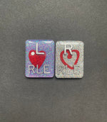 Valentine's Day Xray Markers, With Initials, Rectangle, Glitter, Hearts, Red