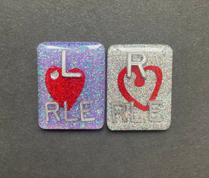 Valentine's Day Xray Markers, With Initials, Rectangle, Glitter, Hearts, Red