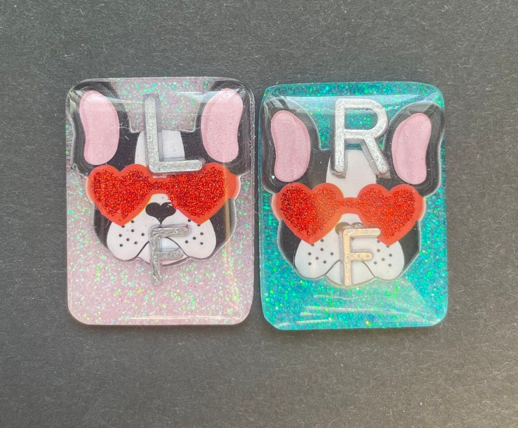Heart Eyes Dog Xray Markers, With 2 or 3 Initials, Rectangle, Glitter