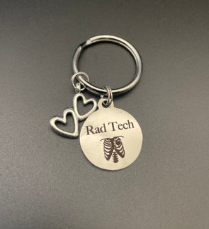 Rad Tech Keychain, Radiology, Graduation, Xray Tech, Gift, Hearts