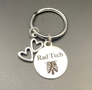 Rad Tech Keychain, Radiology, Graduation, Xray Tech, Gift, Hearts