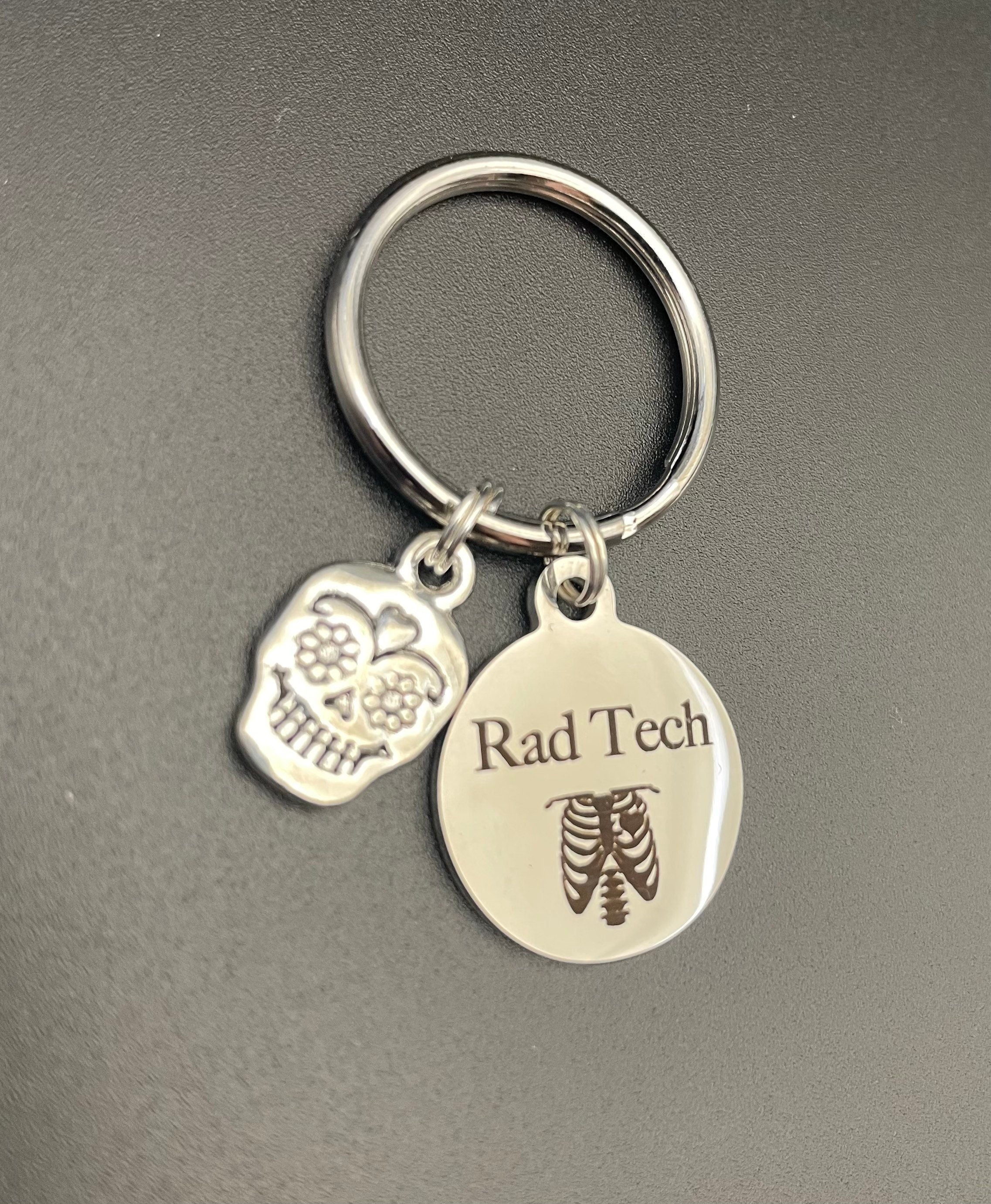 Rad Tech Keychain, Radiology, Graduation, Sugar Skull, Xray Tech, Thorax, Gift