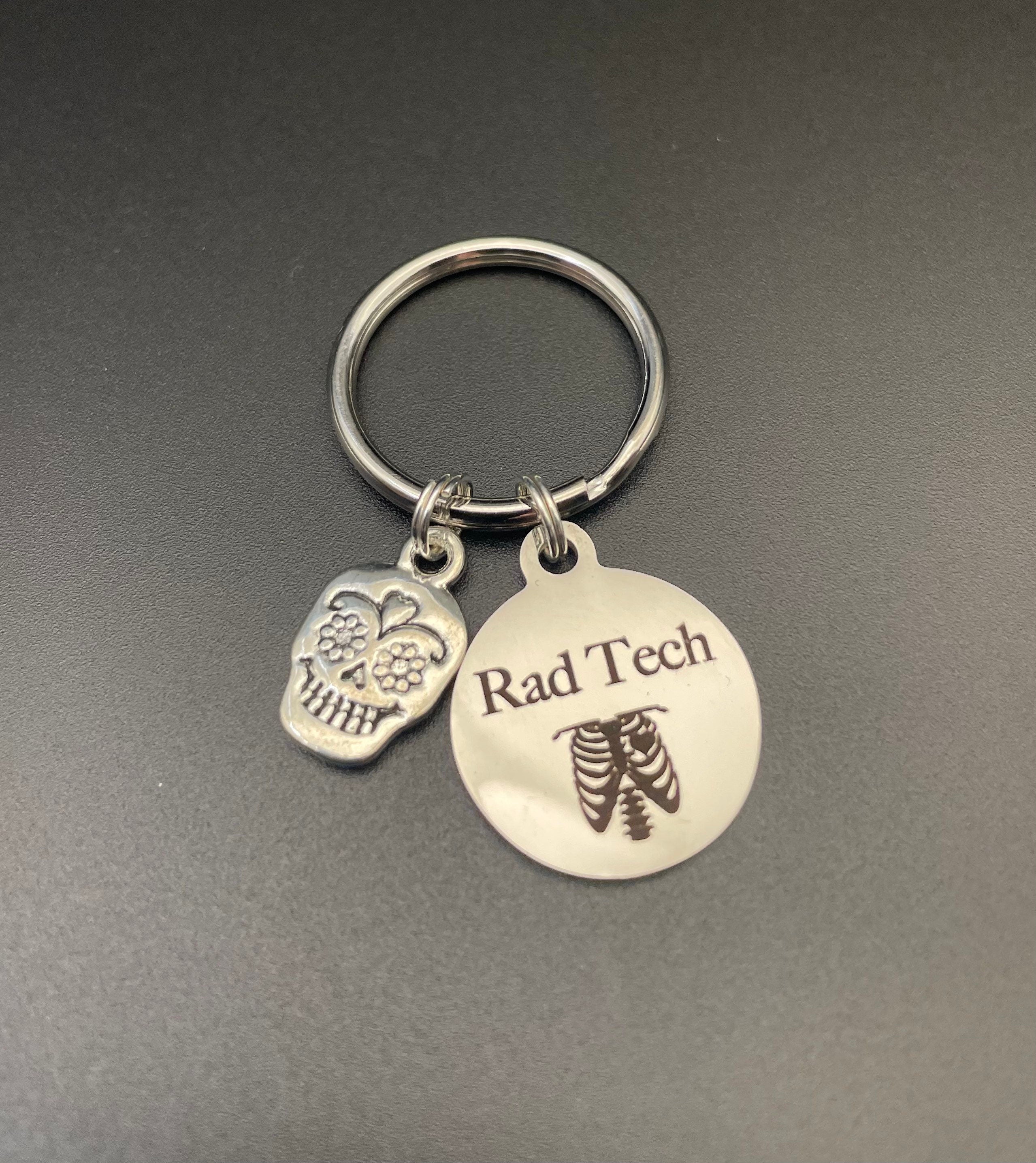 Rad Tech Keychain, Radiology, Graduation, Sugar Skull, Xray Tech, Thorax, Gift