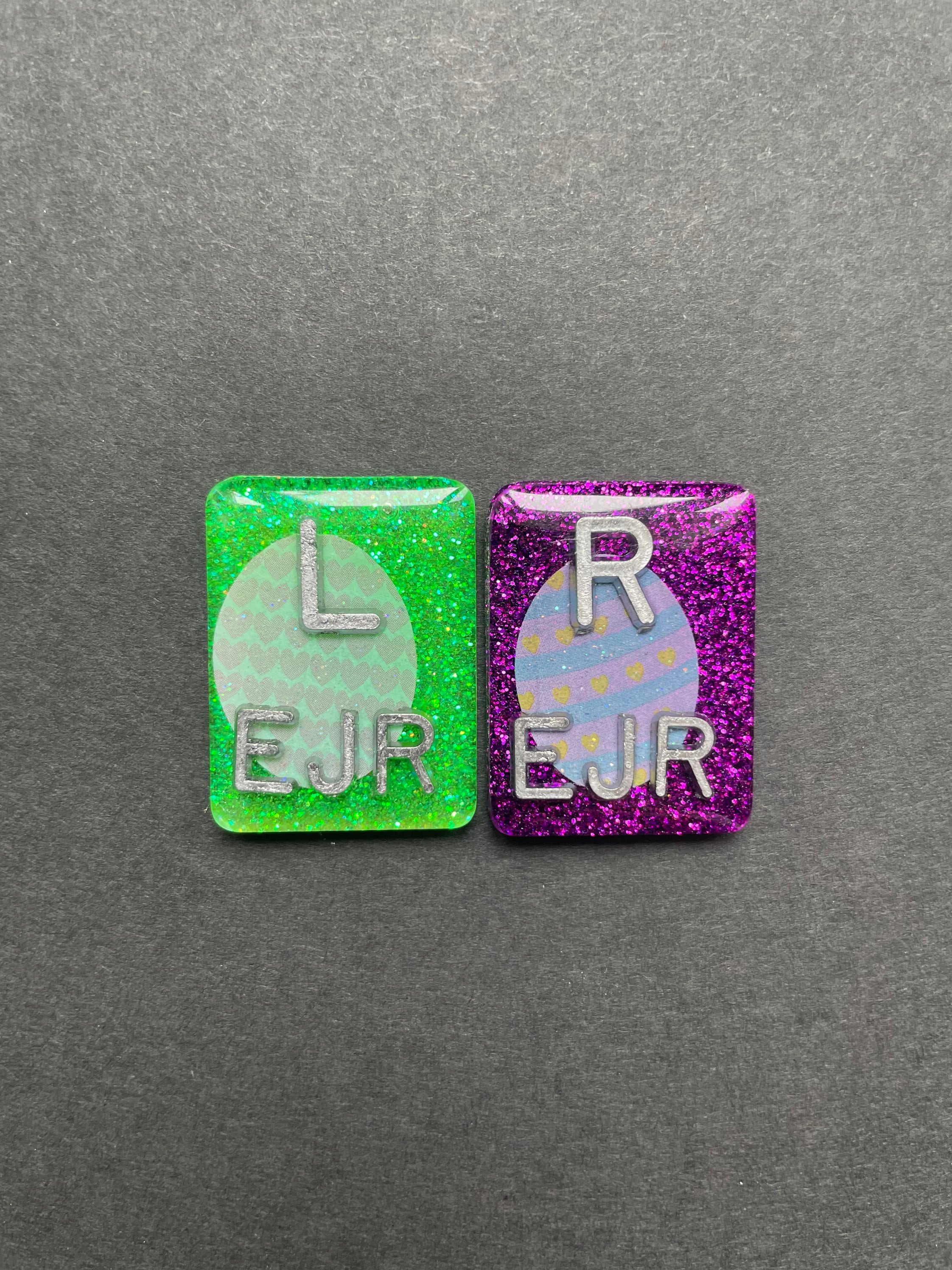 Fun Easter Egg Xray Markers, With 2 or 3 Initials, Rectangle, Glitter