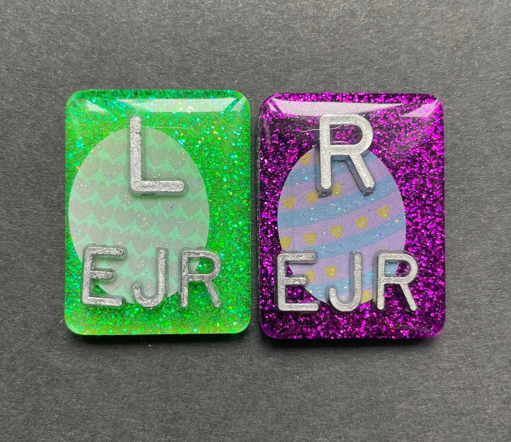 Fun Easter Egg Xray Markers, With 2 or 3 Initials, Rectangle, Glitter