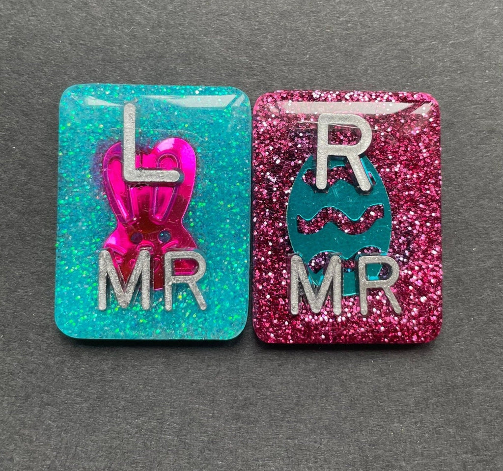 Easter Xray Markers, Bunny, Egg, Spring, With 2 or 3 Initials, Glitter, Rectangle