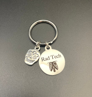 Rad Tech Keychain, Radiology, Graduation, Sugar Skull, Xray Tech, Thorax, Gift