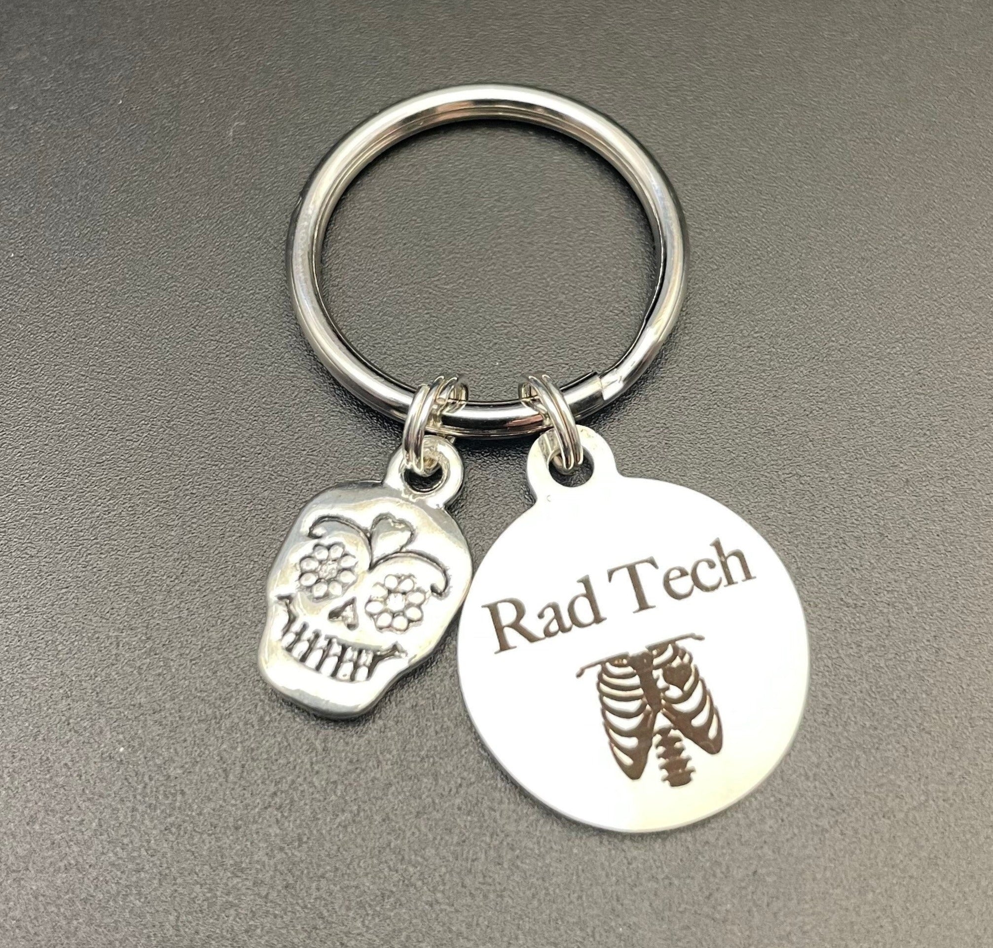 Rad Tech Keychain, Radiology, Graduation, Sugar Skull, Xray Tech, Thorax, Gift