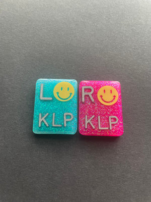 Smiley Face Xray Markers, With 2 or 3 Initials, Rectangle, Glitter