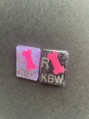 Pink Bone Xray Markers, With 2 or 3 Initials, Rectangle, Glitter