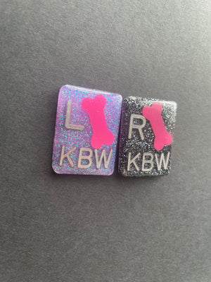 Pink Bone Xray Markers, With 2 or 3 Initials, Rectangle, Glitter